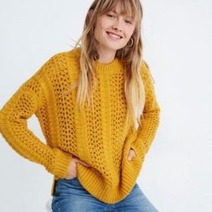 NWT Madewell mustard yellow crochet sweater